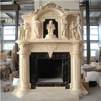 JSY Galala Marble Fireplace Mantel