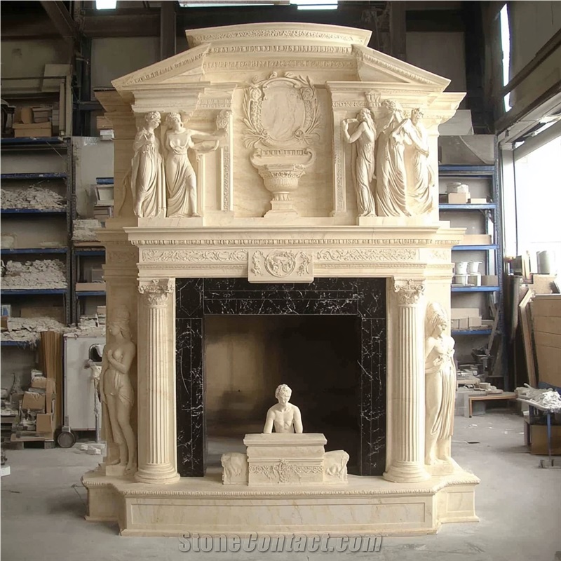 JSY Galala Marble Fireplace Mantel