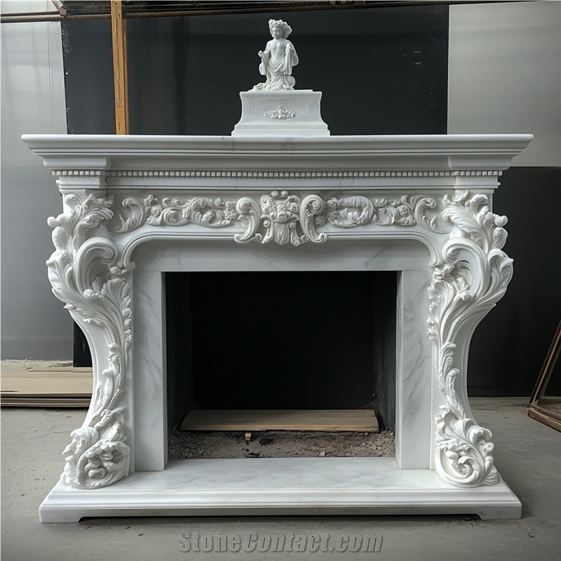 JSY Greek Wood Marble Fireplace Frame