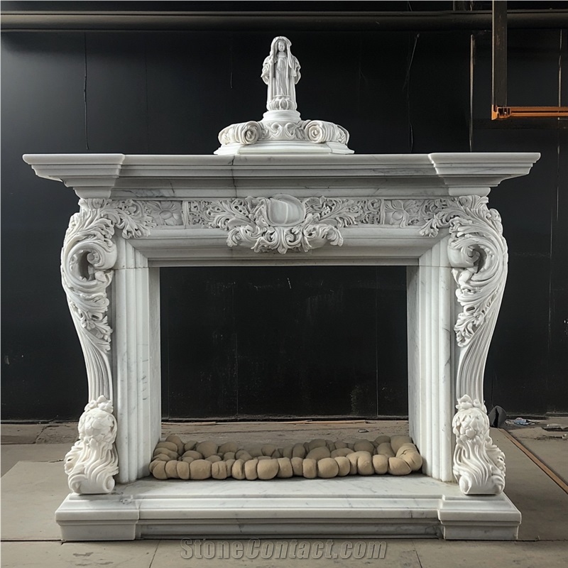 JSY Greek Wood Marble Fireplace Frame