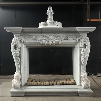 JSY Greek Wood Marble Fireplace Frame