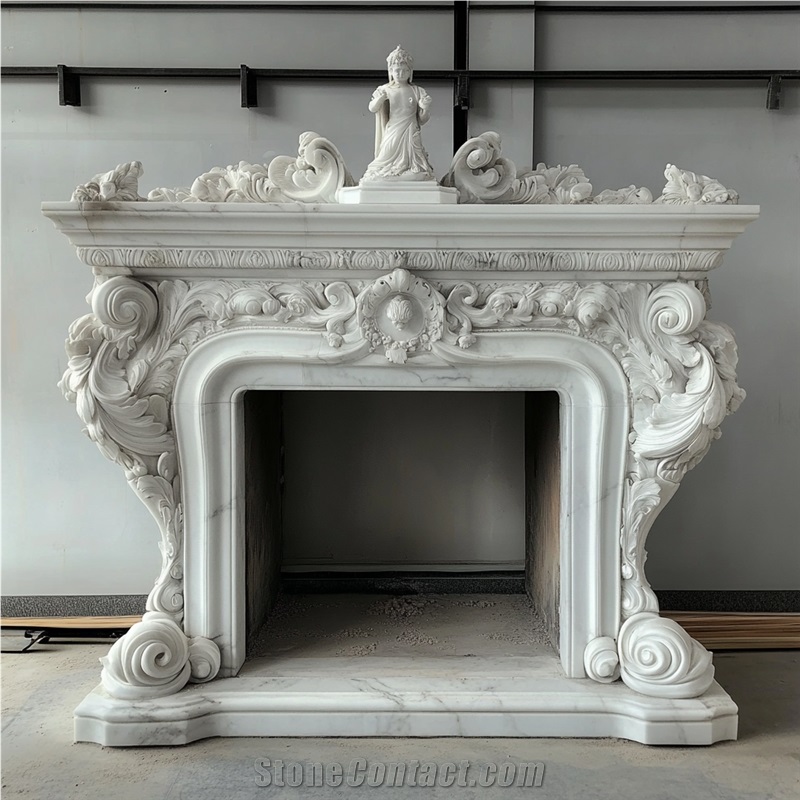 JSY Greek Wood Marble Fireplace Frame