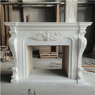 JSY Guangxi White Marble Fireplace Mantel