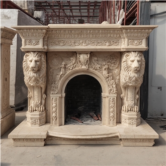 JSY Jura Beige Limestone Fireplace