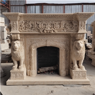 JSY Jura Beige Limestone Fireplace