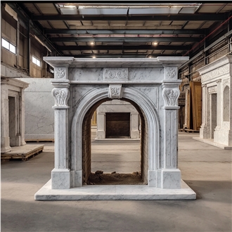 JSY The Palissandro White Marble Traditional Carved Fireplace Mantel