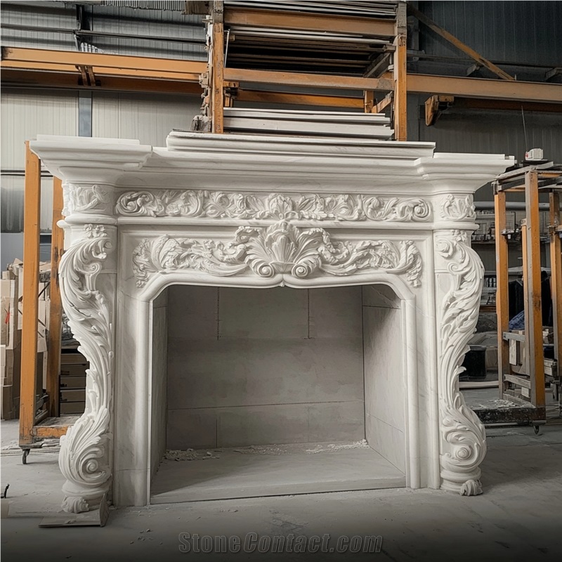 JSY Venato Carrara Marble Fireplace Frame