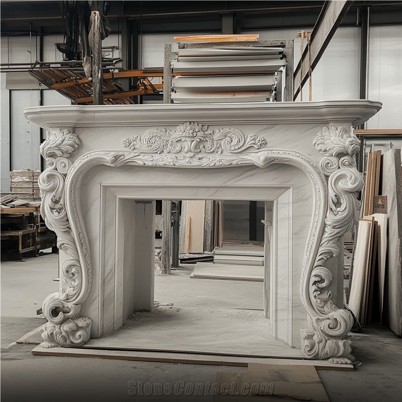 JSY Venato Carrara Marble Fireplace Frame