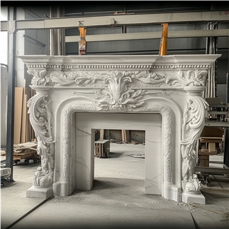 JSY Venato Carrara Marble Fireplace Frame
