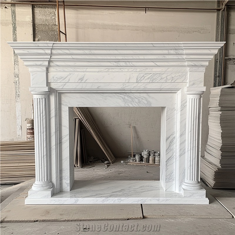 JSY Volakas Marble Fireplace Mantel