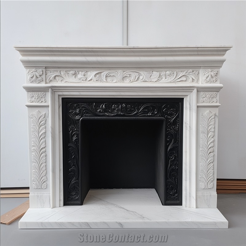 JSY White Marble Fireplace Frame