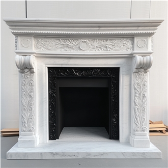 JSY White Marble Fireplace Frame