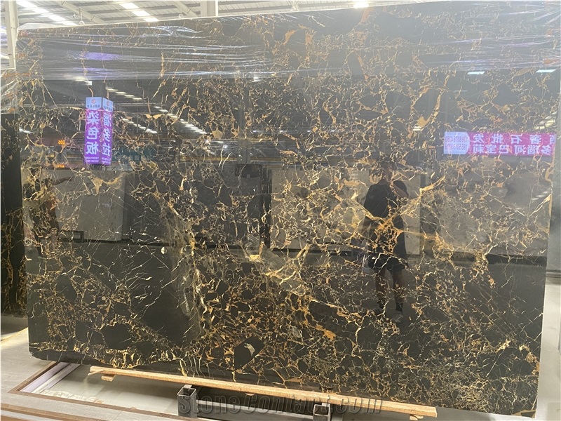 Spider Black Golden Marble Slabs