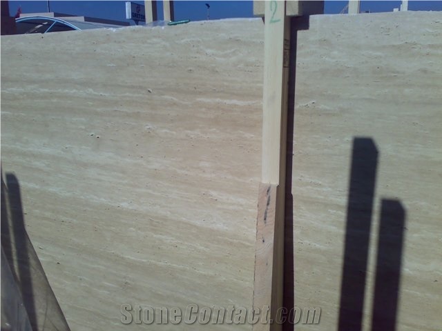 Ivory Light Travertine Vein Cut Slabs