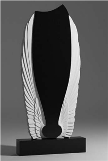 Karelia Black Granite Wing Carved Headstone