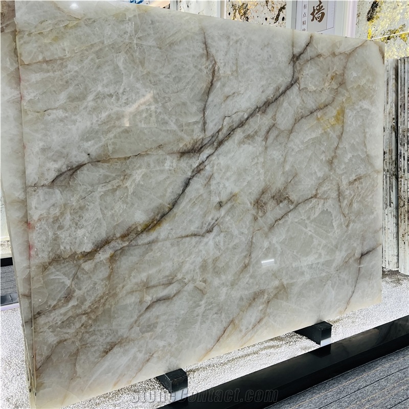 Polished Cristallo Gold Quartzite Slab And Tiles
