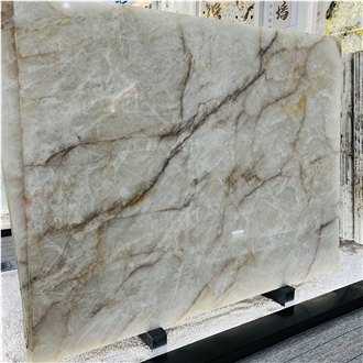 Polished Cristallo Gold Quartzite Slab And Tiles