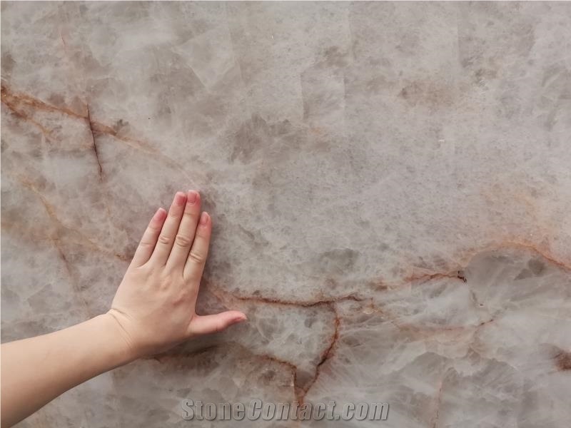 Polished Cristallo Gold Quartzite Slab And Tiles