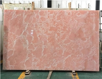 Customized Size TV Wall Decoration Pink Onyx Slabs