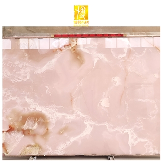 Customized Size TV Wall Decoration Pink Onyx Slabs