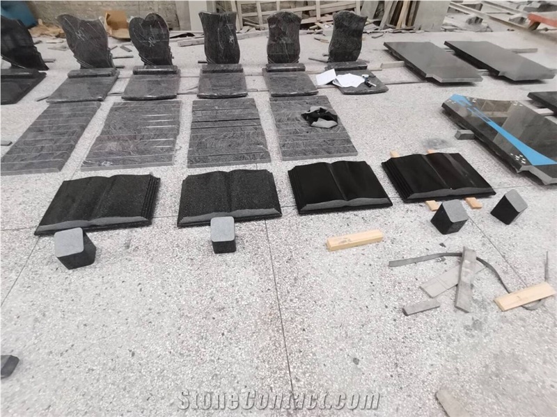 Black Granite Book Headstone