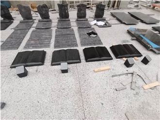 Black Granite Book Headstone