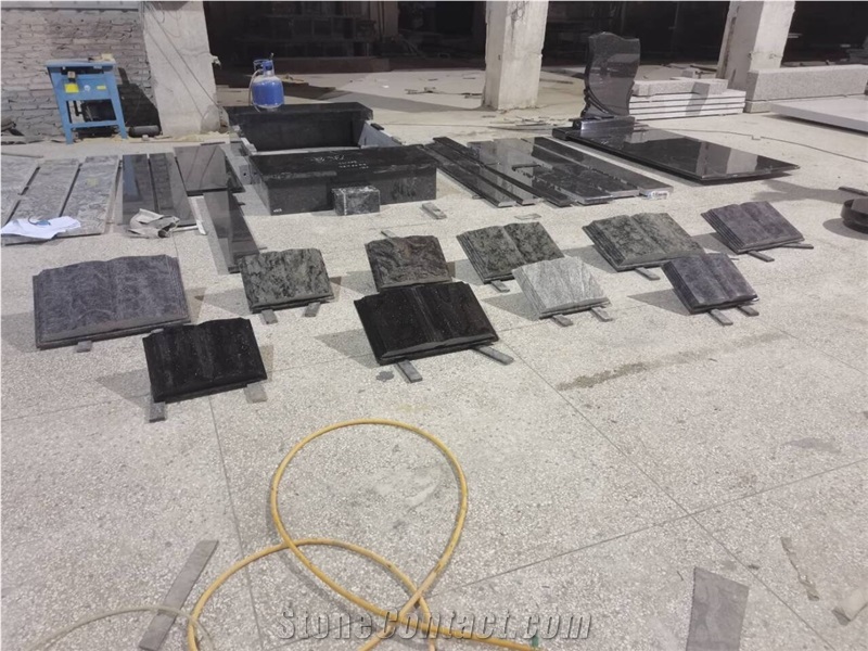Black Granite Book Headstone
