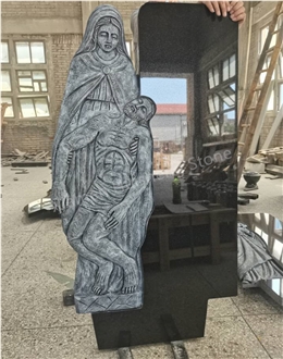 Black Granite Engraved Gravestone