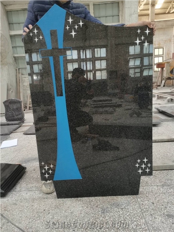 Black Granite  Engraved Headstone