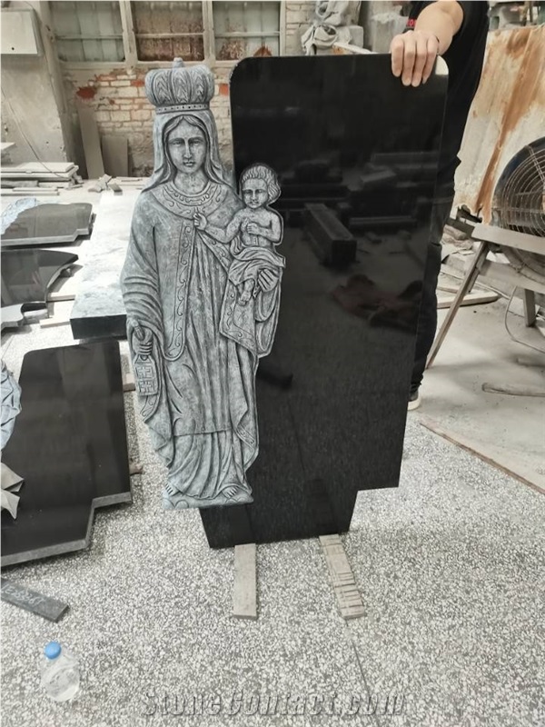 Black Granite Heart  Engraving Gravestone