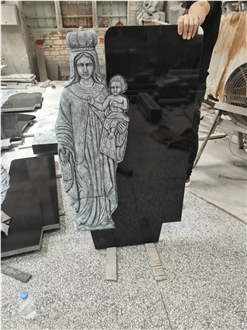 Black Granite Heart  Engraving Gravestone