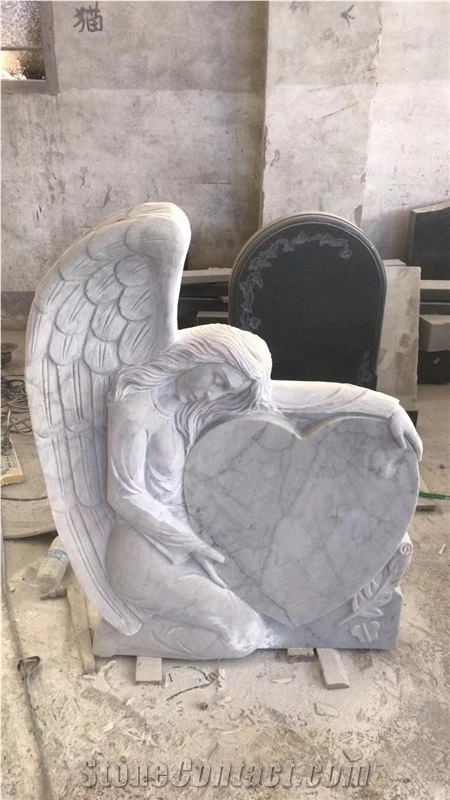 Carrara White Marble Engraved Tombstone