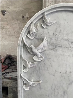 Carrara White Marble Engraved Tombstone