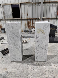 Carrara White Marble Engraved Tombstone
