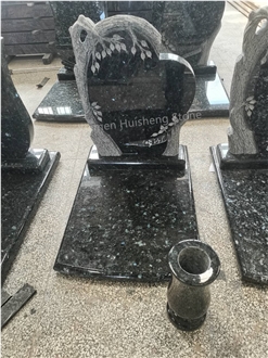 Emerald Pearl Granite Heart Single Tombstone