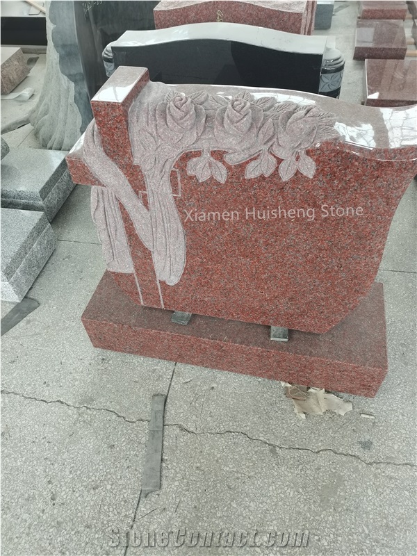 Imperial Red Granite Engraved  Gravestone