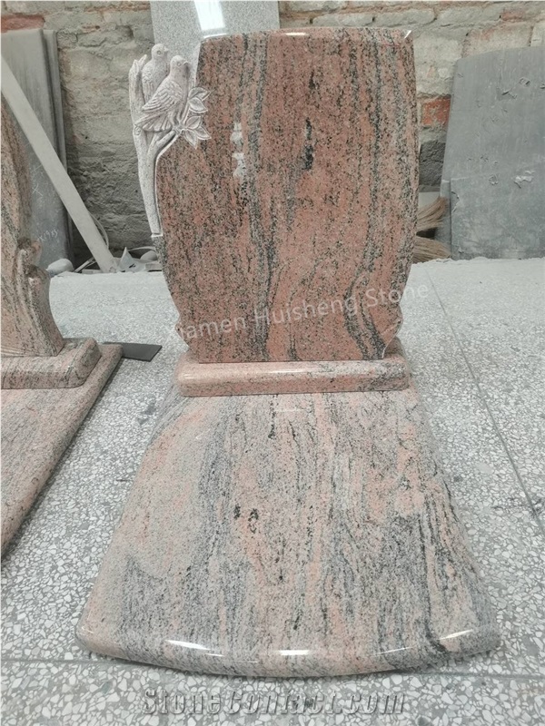 Juparana Granite  Single Engraved Tombstone