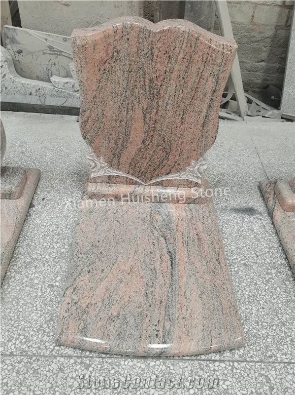 Juparana Granite  Single Engraved Tombstone