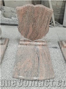 Juparana Granite  Single Engraved Tombstone