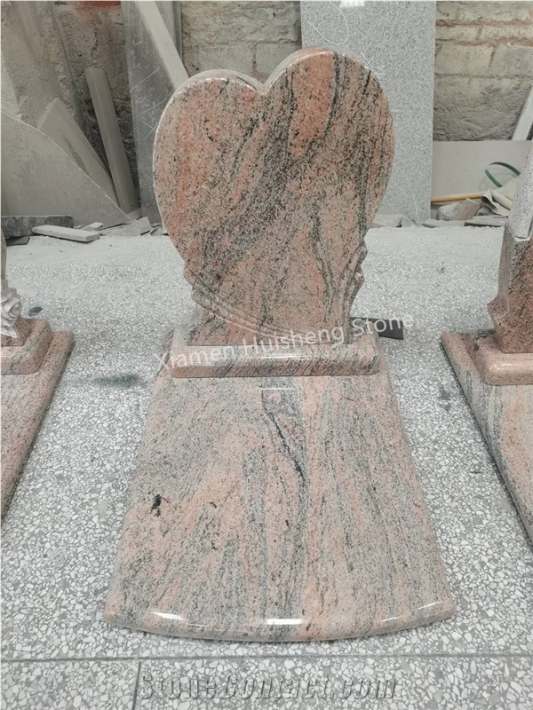 Juparana Granite  Single Engraved Tombstone