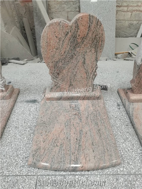 Juparana Granite  Single Engraved Tombstone