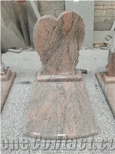 Juparana Granite  Single Engraved Tombstone