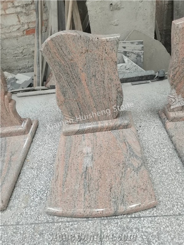 Juparana Granite  Single Engraved Tombstone