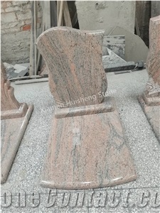 Juparana Granite  Single Engraved Tombstone