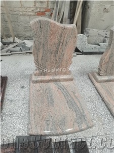 Juparana Granite  Single Engraved Tombstone
