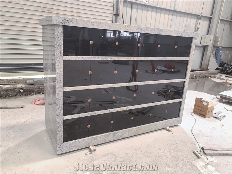 Pink And Black Granite Columbarium With 60 Niche