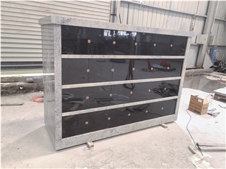 Pink And Black Granite Columbarium With 60 Niche
