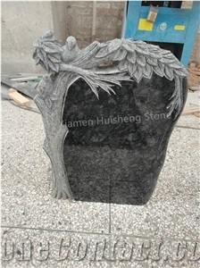 Steel Gray Granite Tree Engraved Tombstone