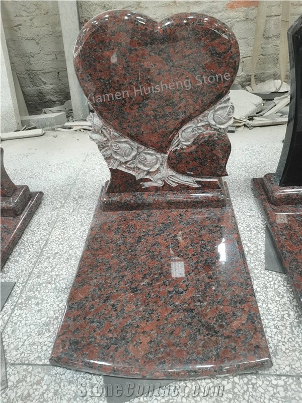 Tan Brown Granite Engraved Tombstone