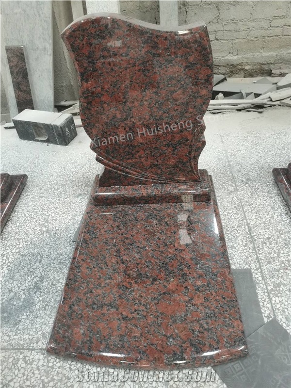 Tan Brown Granite Engraved Tombstone